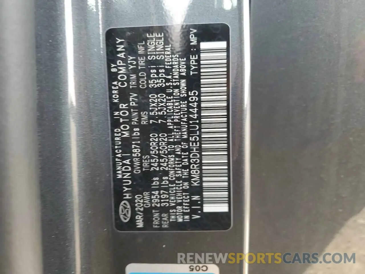 14 Photograph of a damaged car KM8R3DHE5LU144495 HYUNDAI PALISADE 2020