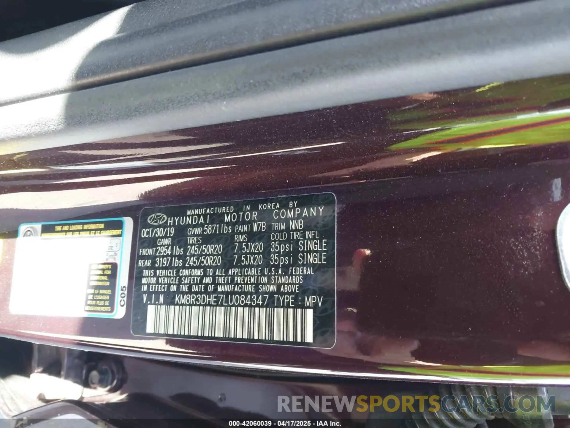 9 Photograph of a damaged car KM8R3DHE7LU084347 HYUNDAI PALISADE 2020