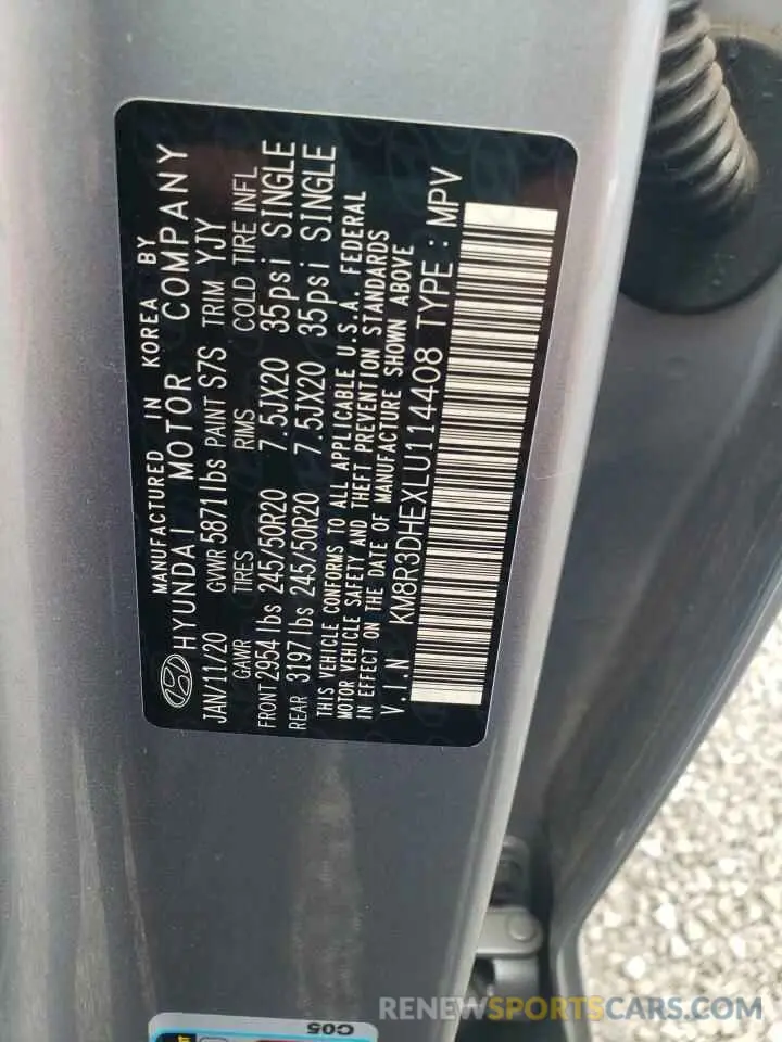 13 Photograph of a damaged car KM8R3DHEXLU114408 HYUNDAI PALISADE 2020