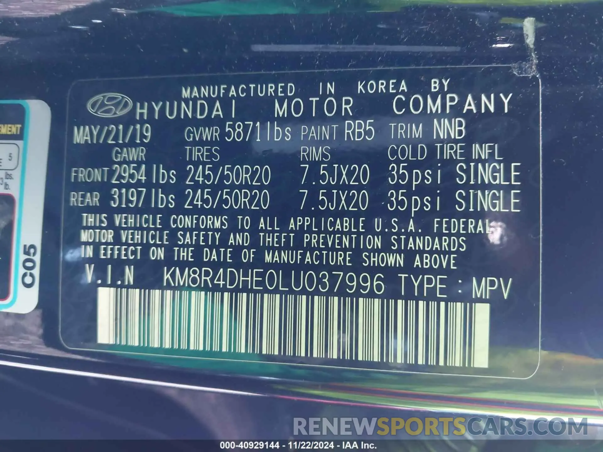 9 Photograph of a damaged car KM8R4DHE0LU037996 HYUNDAI PALISADE 2020