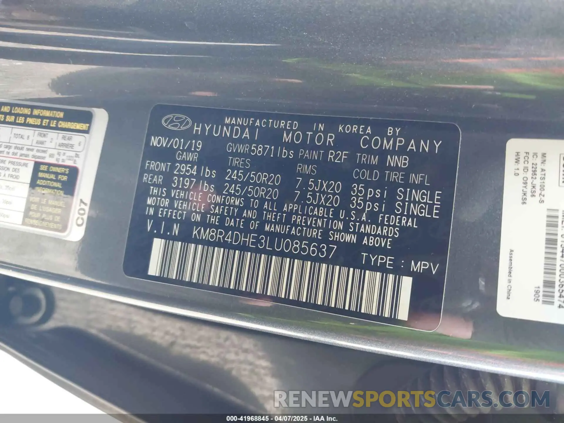 9 Photograph of a damaged car KM8R4DHE3LU085637 HYUNDAI PALISADE 2020