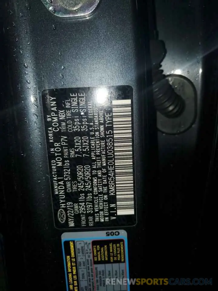 14 Photograph of a damaged car KM8R54HE0LU038515 HYUNDAI PALISADE 2020