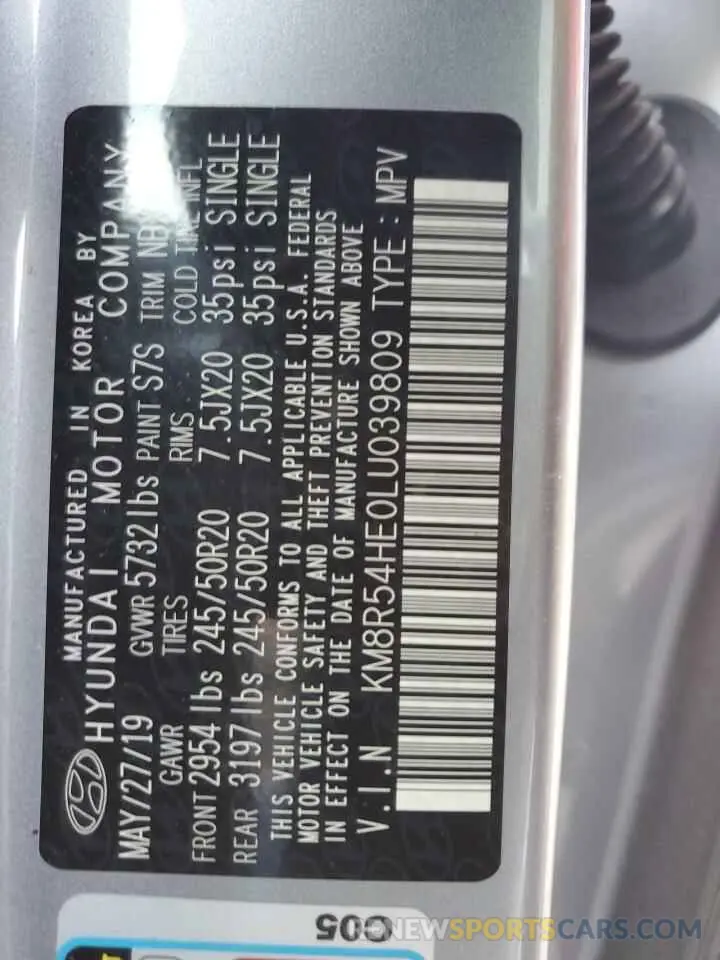 13 Photograph of a damaged car KM8R54HE0LU039809 HYUNDAI PALISADE 2020