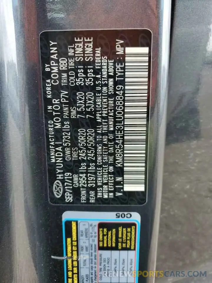 14 Photograph of a damaged car KM8R54HE3LU068849 HYUNDAI PALISADE 2020