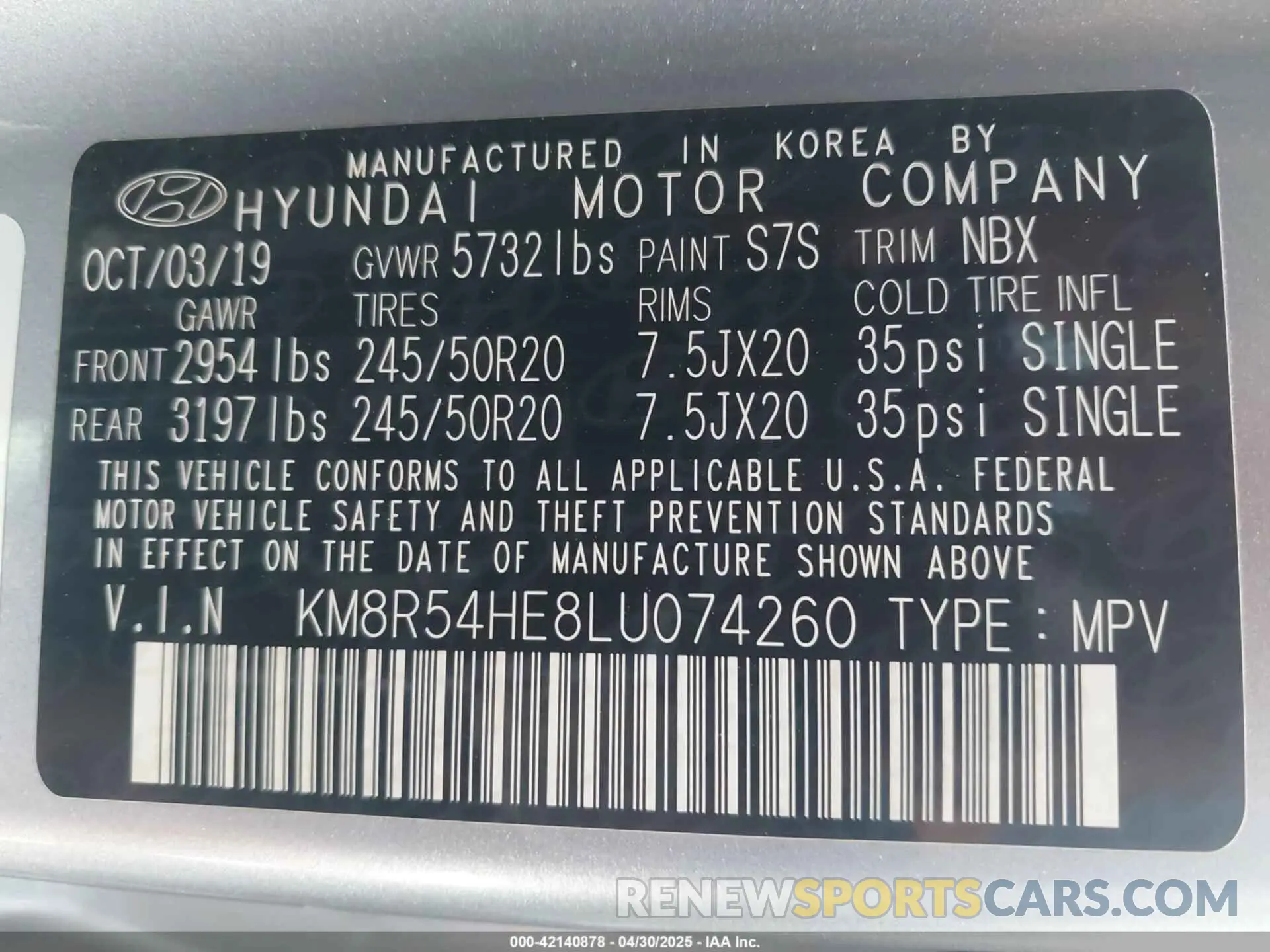 9 Photograph of a damaged car KM8R54HE8LU074260 HYUNDAI PALISADE 2020