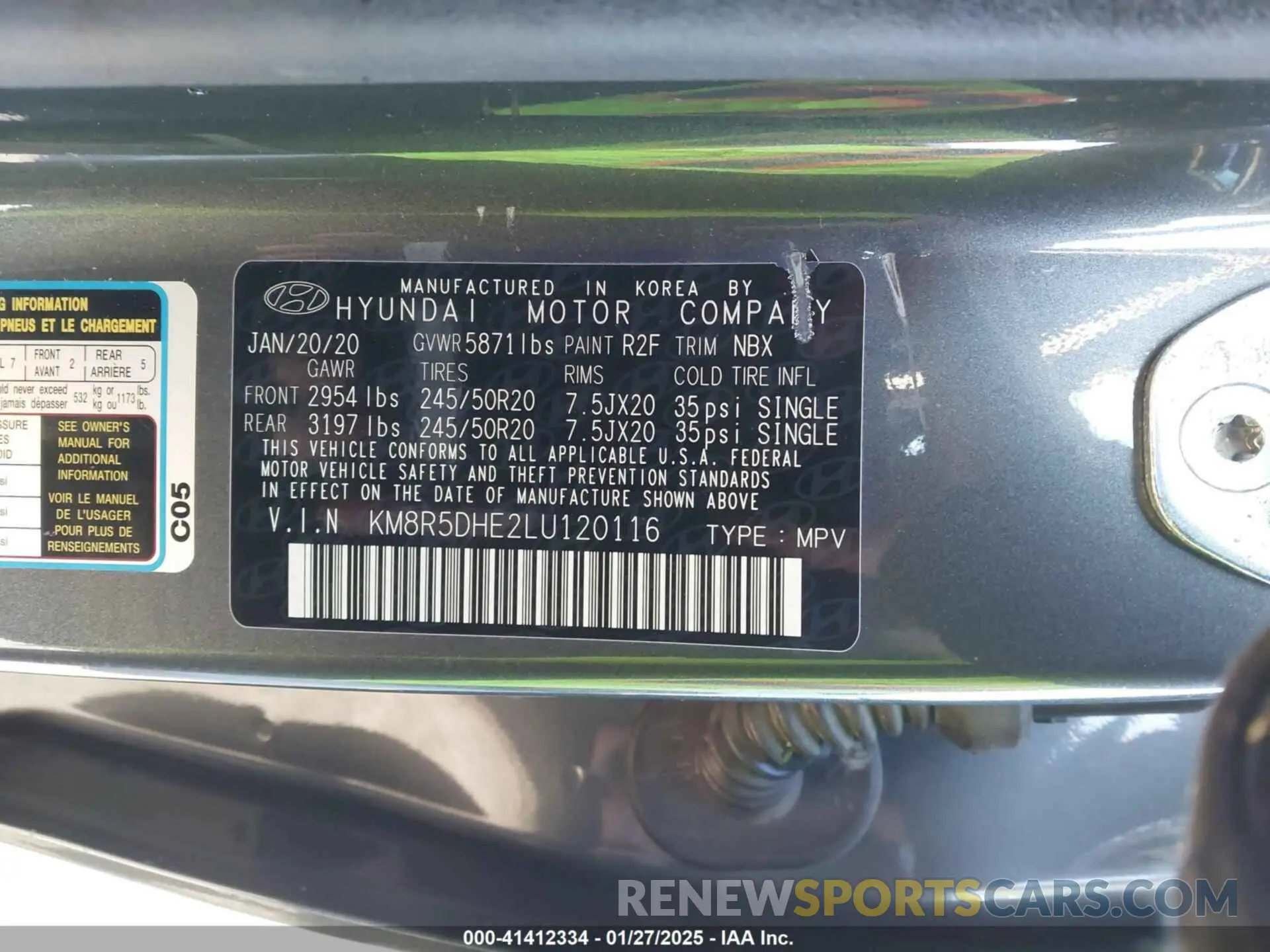 9 Photograph of a damaged car KM8R5DHE2LU120116 HYUNDAI PALISADE 2020