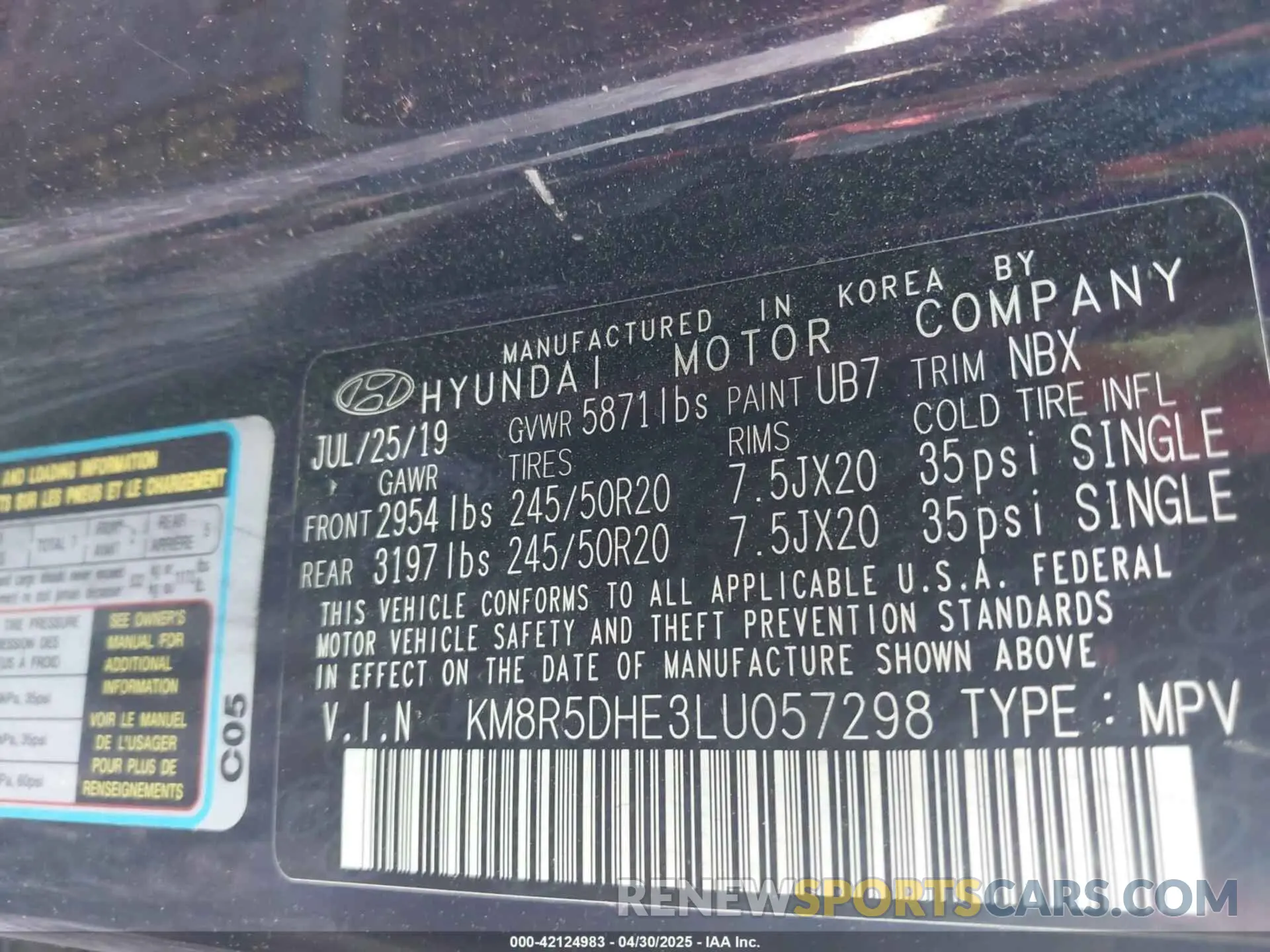 9 Photograph of a damaged car KM8R5DHE3LU057298 HYUNDAI PALISADE 2020