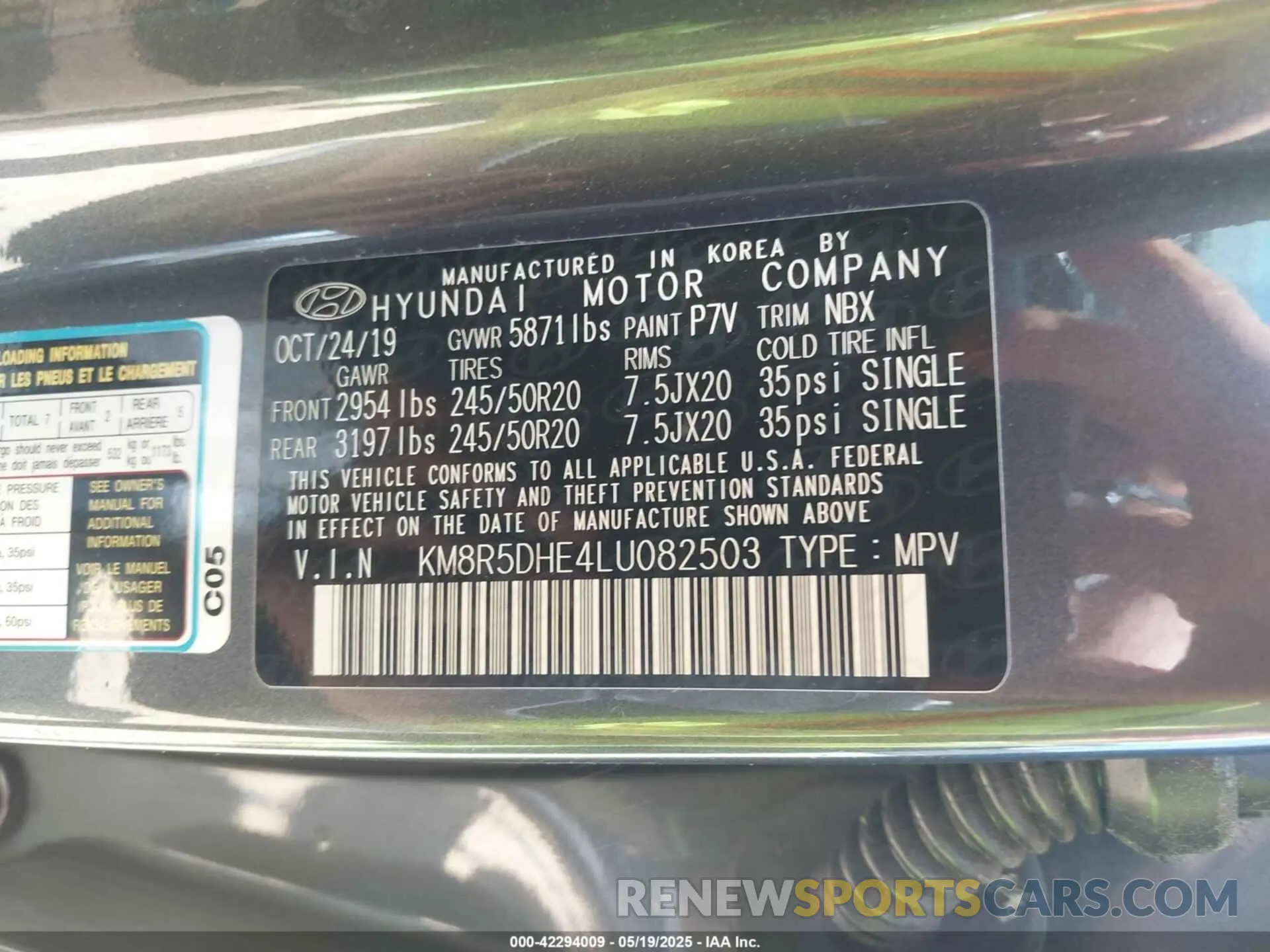 9 Photograph of a damaged car KM8R5DHE4LU082503 HYUNDAI PALISADE 2020