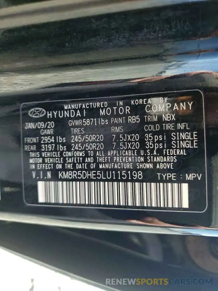 16 Photograph of a damaged car KM8R5DHE5LU115198 HYUNDAI PALISADE 2020