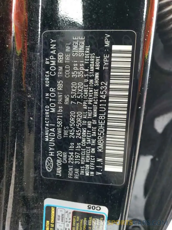 13 Photograph of a damaged car KM8R5DHE8LU114532 HYUNDAI PALISADE 2020