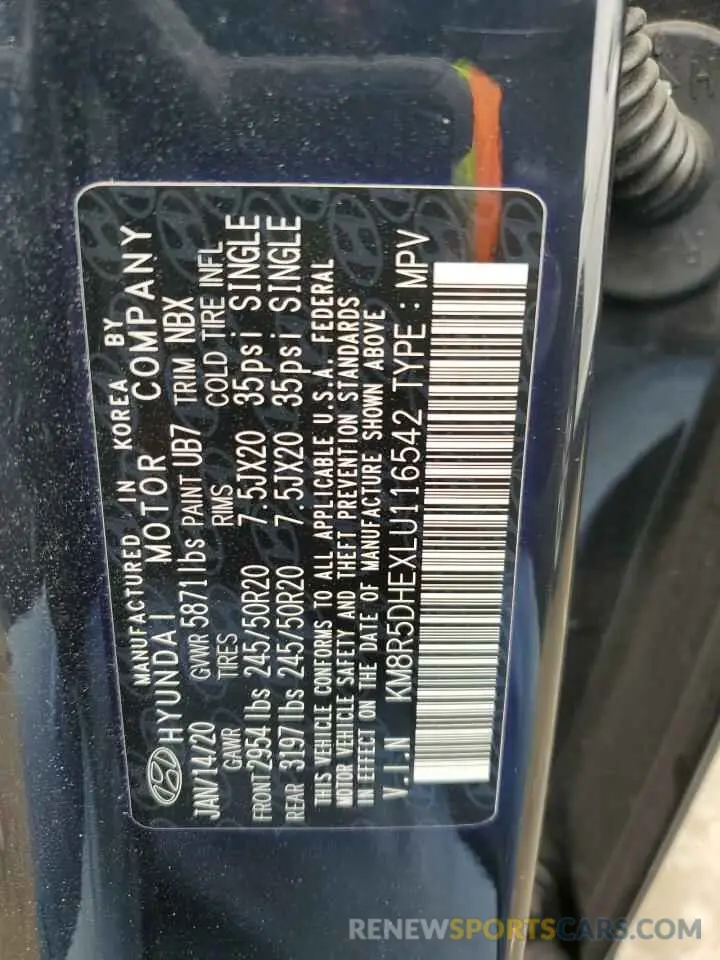 14 Photograph of a damaged car KM8R5DHEXLU116542 HYUNDAI PALISADE 2020