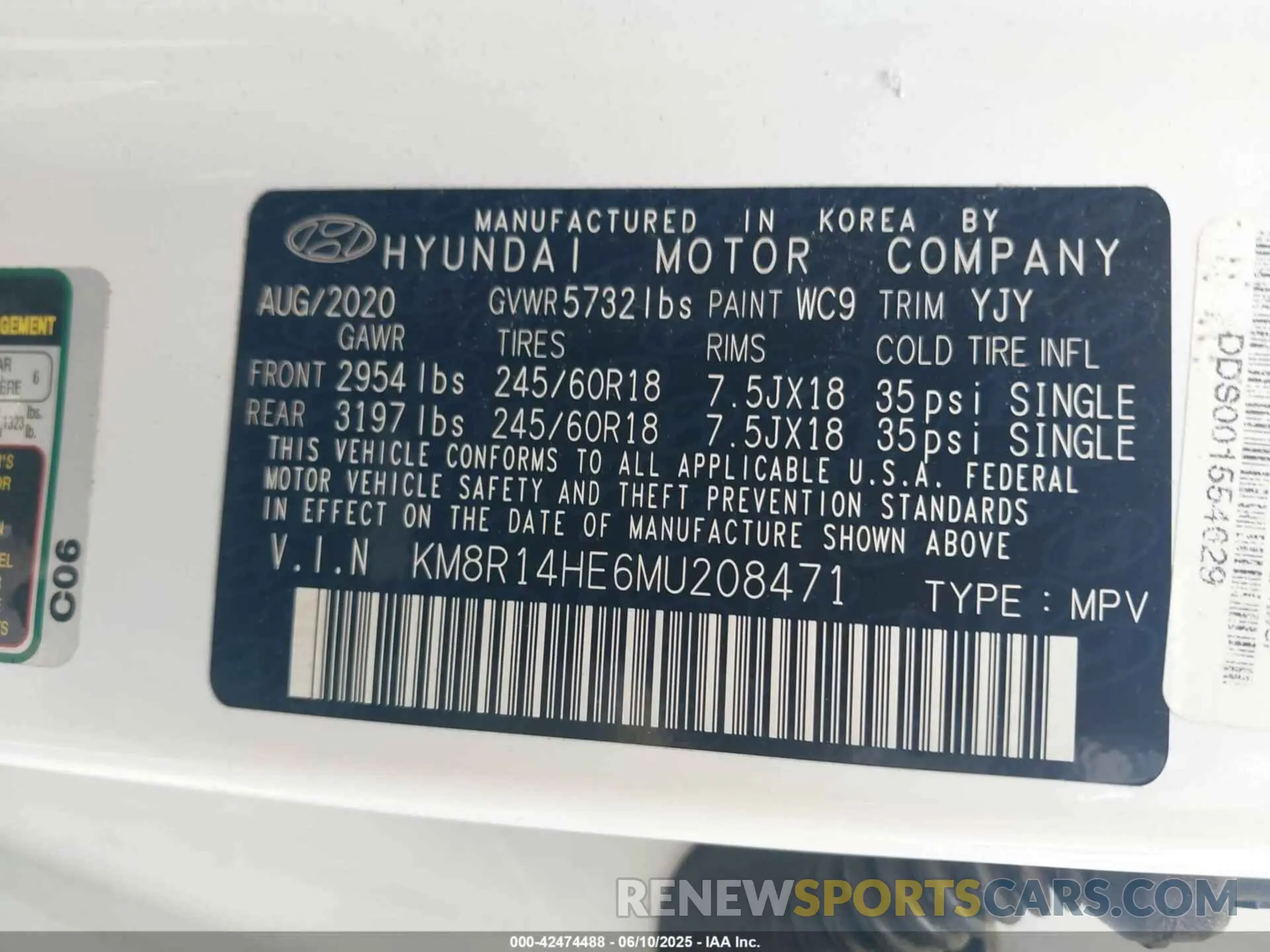 9 Photograph of a damaged car KM8R14HE6MU208471 HYUNDAI PALISADE 2021