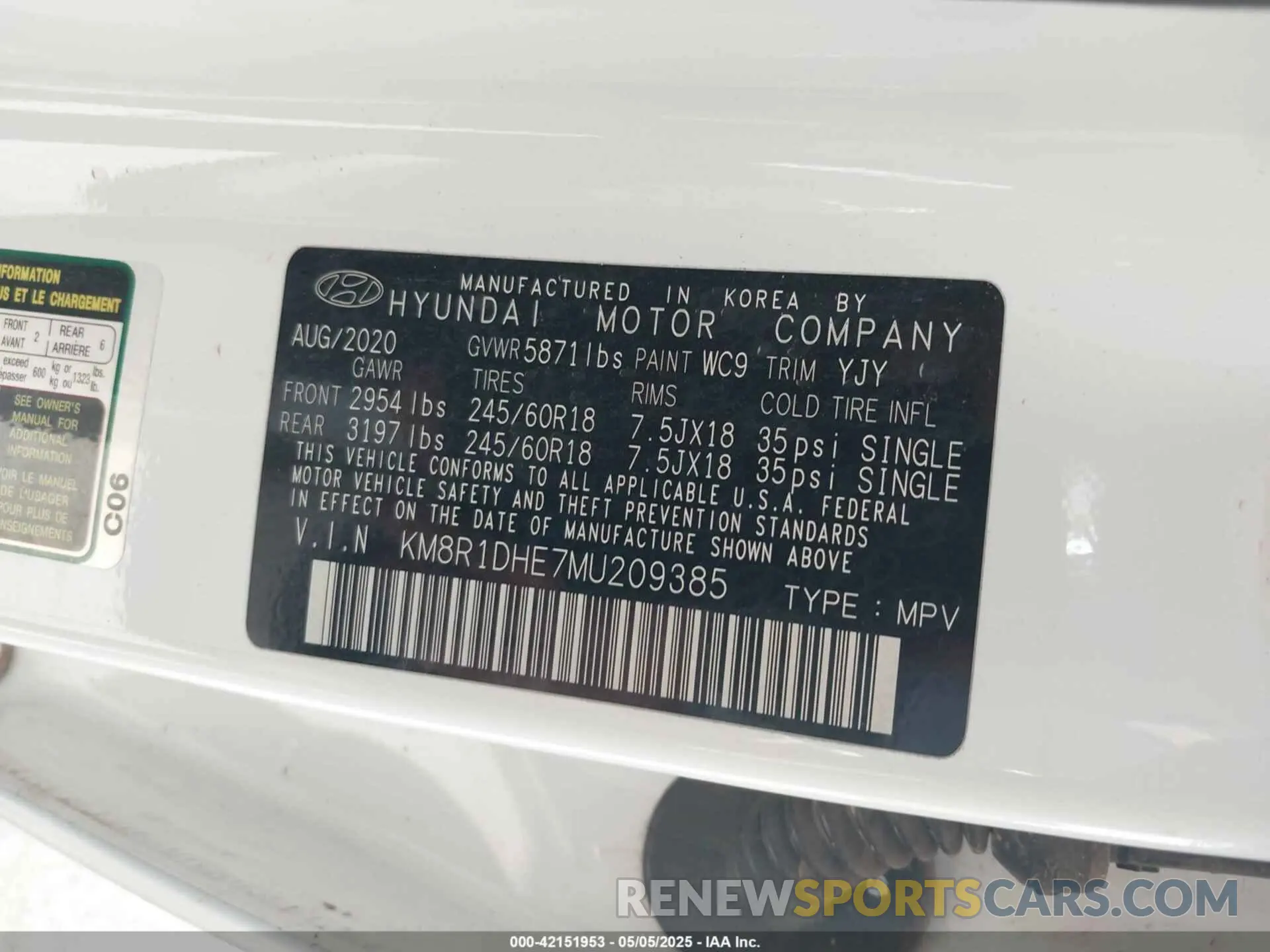 9 Photograph of a damaged car KM8R1DHE7MU209385 HYUNDAI PALISADE 2021