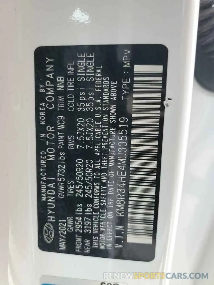 14 Photograph of a damaged car KM8R34HE4MU335519 HYUNDAI PALISADE 2021