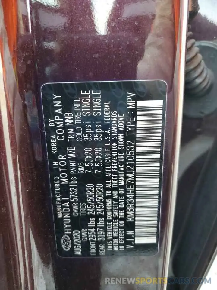 13 Photograph of a damaged car KM8R34HE7MU210532 HYUNDAI PALISADE 2021