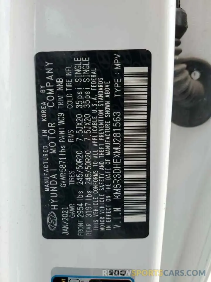 13 Photograph of a damaged car KM8R3DHEXMU281563 HYUNDAI PALISADE 2021