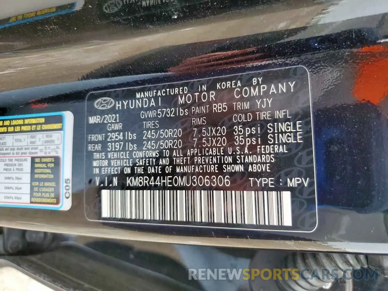 12 Photograph of a damaged car KM8R44HE0MU306306 HYUNDAI PALISADE 2021
