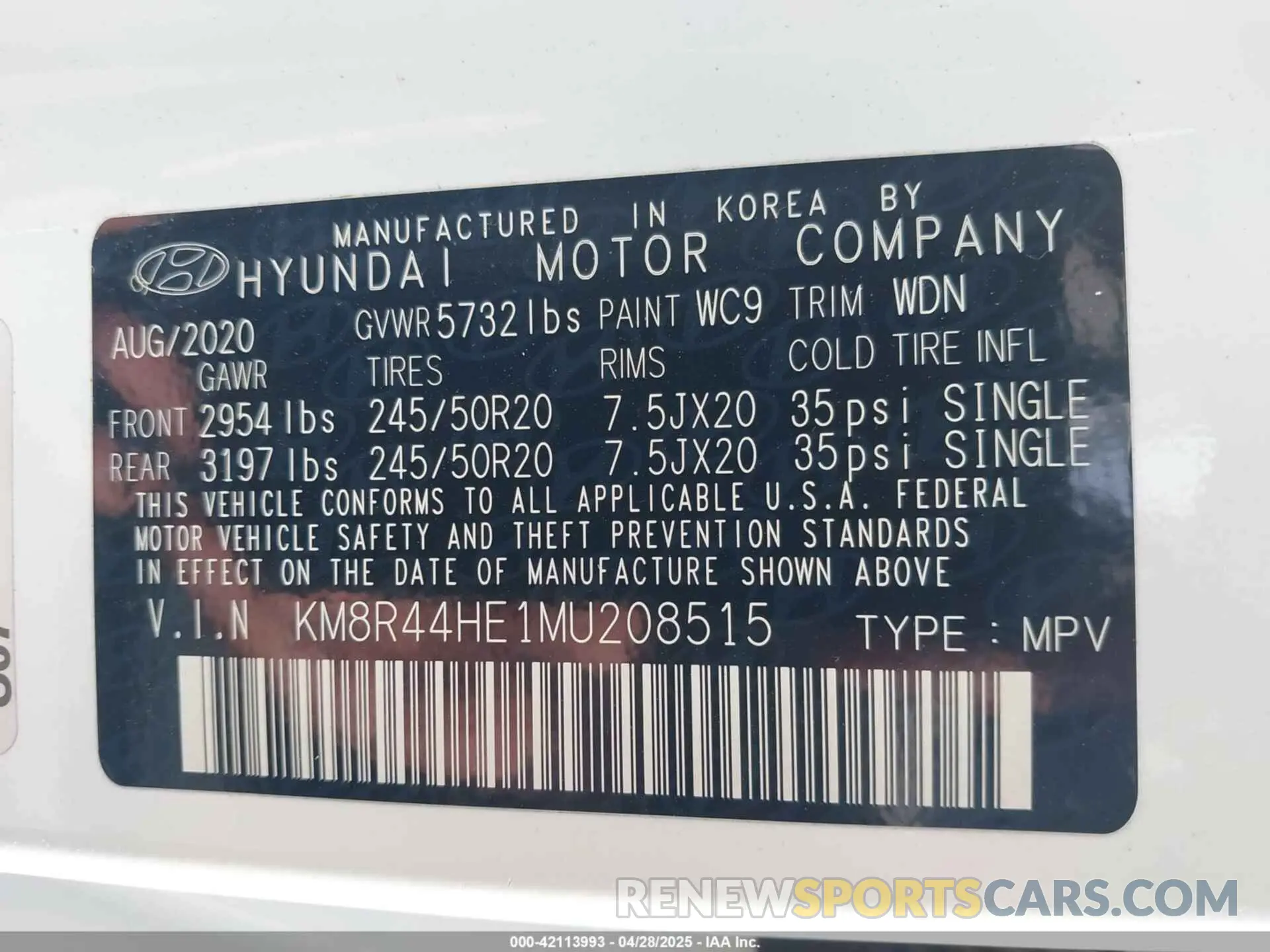 9 Photograph of a damaged car KM8R44HE1MU208515 HYUNDAI PALISADE 2021
