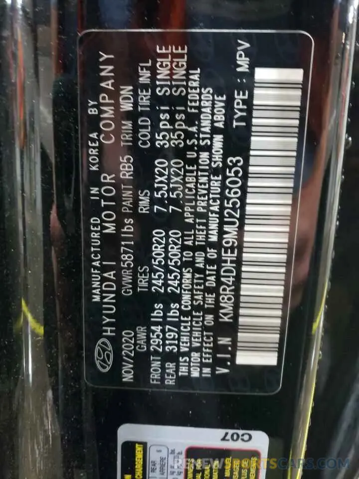 14 Photograph of a damaged car KM8R4DHE9MU256053 HYUNDAI PALISADE 2021