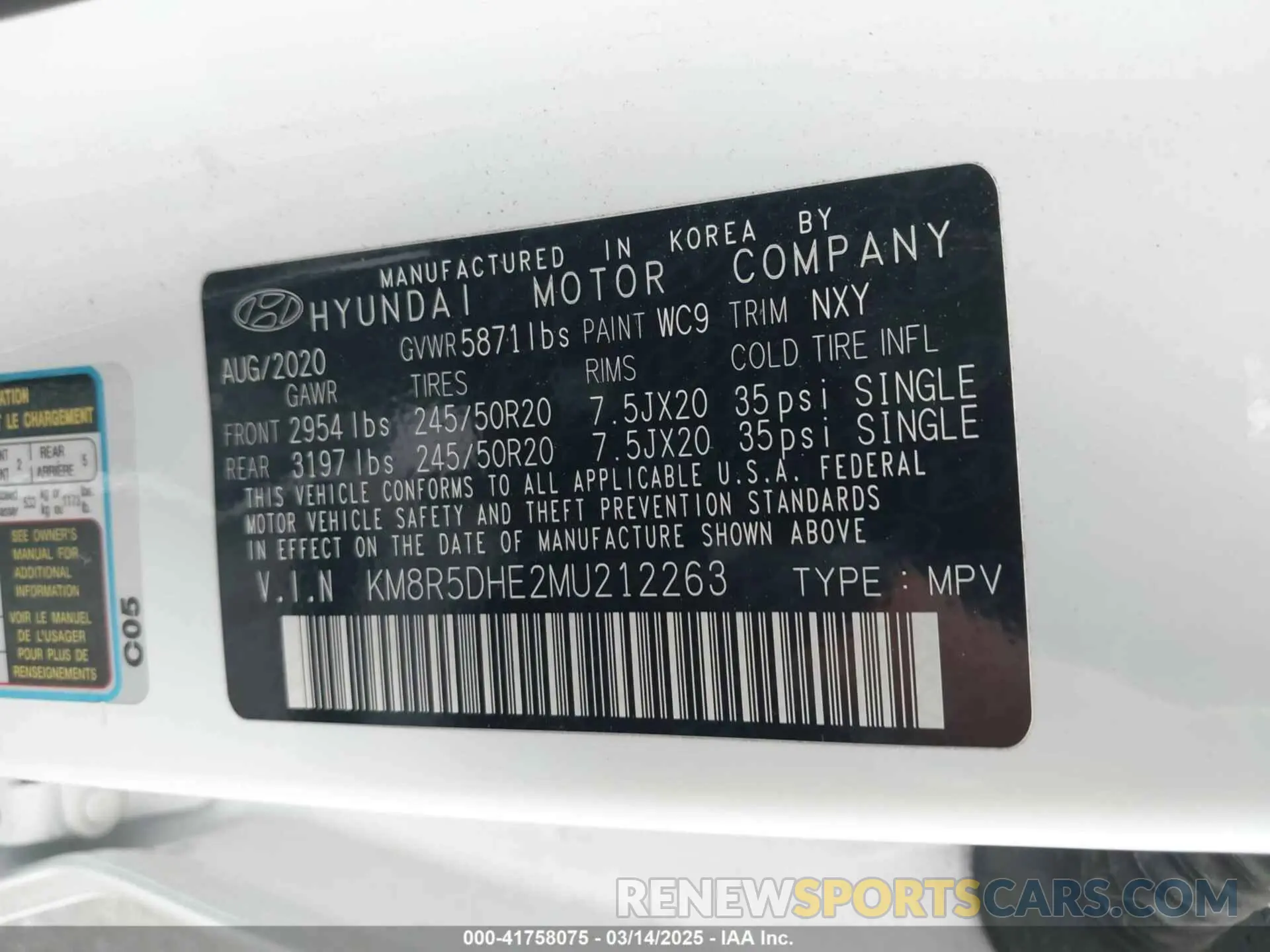 9 Photograph of a damaged car KM8R5DHE2MU212263 HYUNDAI PALISADE 2021