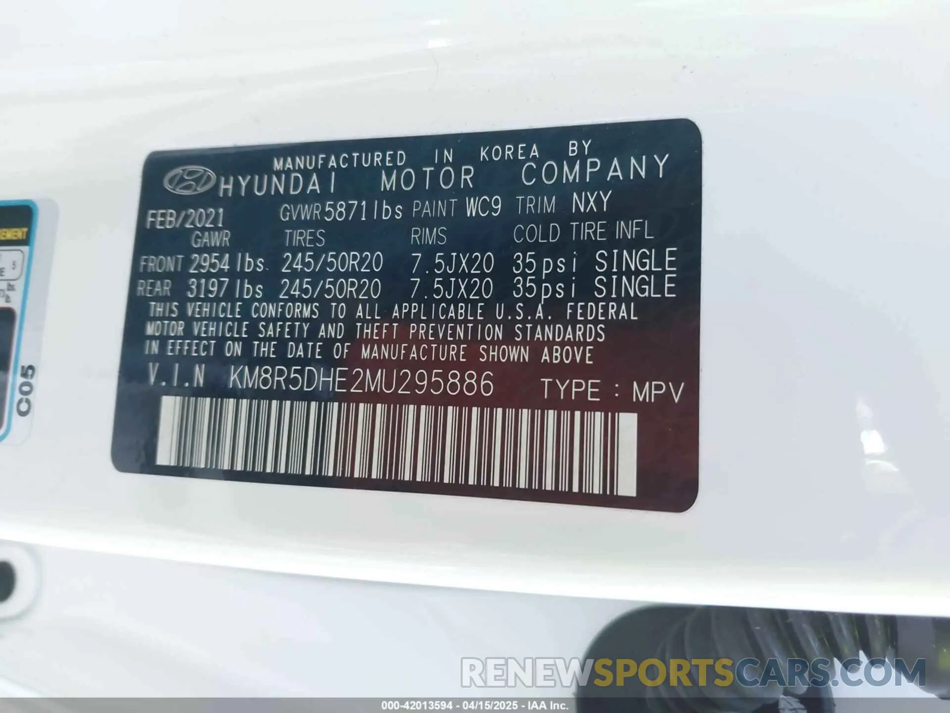 9 Photograph of a damaged car KM8R5DHE2MU295886 HYUNDAI PALISADE 2021