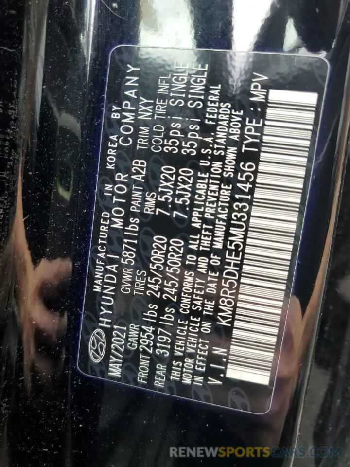 15 Photograph of a damaged car KM8R5DHE5MU331456 HYUNDAI PALISADE 2021