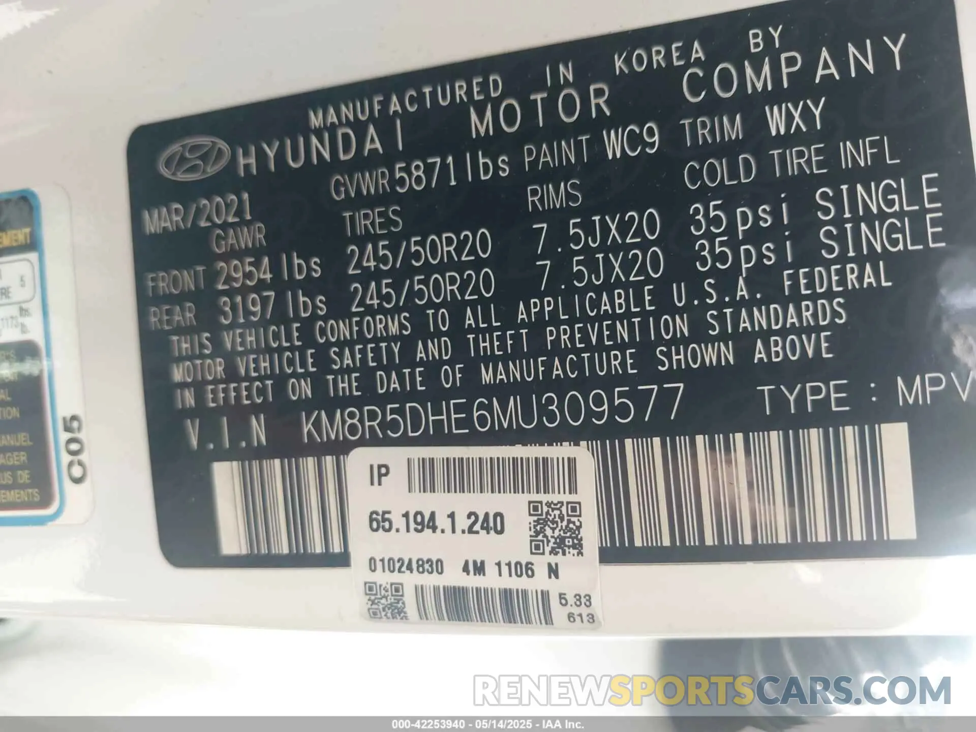9 Photograph of a damaged car KM8R5DHE6MU309577 HYUNDAI PALISADE 2021