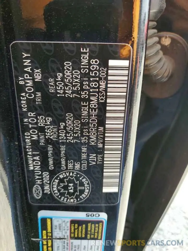 13 Photograph of a damaged car KM8R5DHE8MU181598 HYUNDAI PALISADE 2021