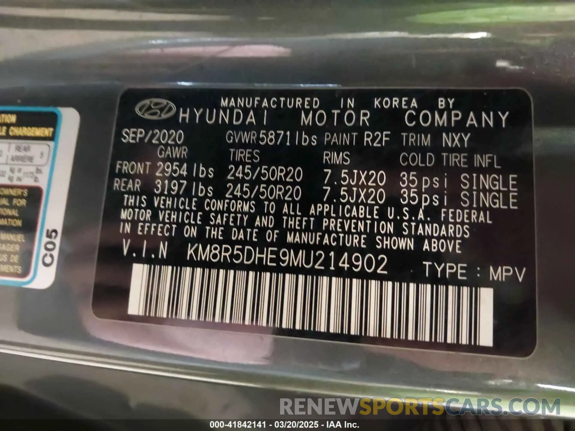 9 Photograph of a damaged car KM8R5DHE9MU214902 HYUNDAI PALISADE 2021