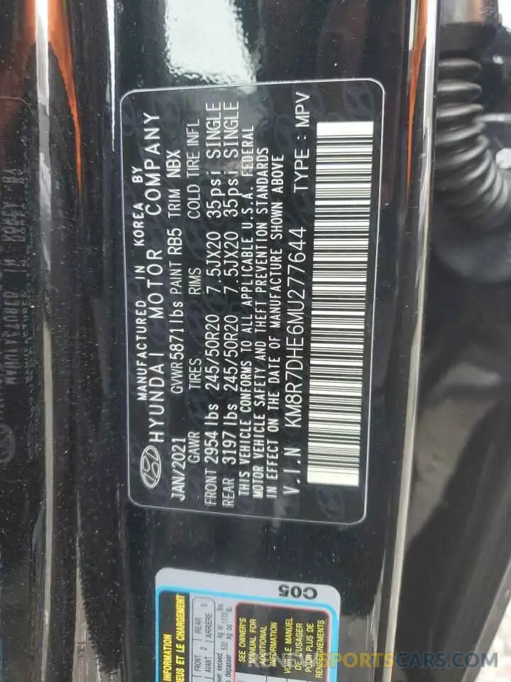 15 Photograph of a damaged car KM8R7DHE6MU277644 HYUNDAI PALISADE 2021
