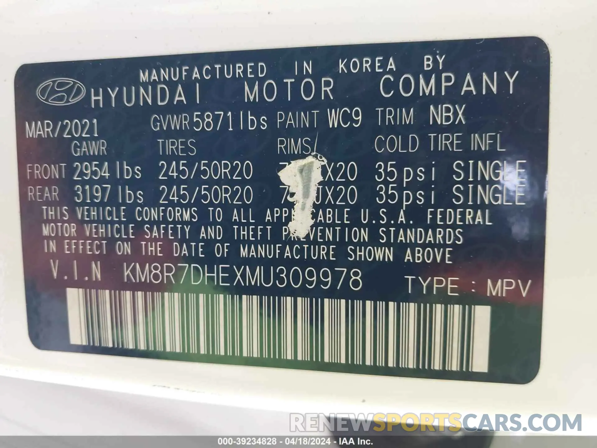 9 Photograph of a damaged car KM8R7DHEXMU309978 HYUNDAI PALISADE 2021