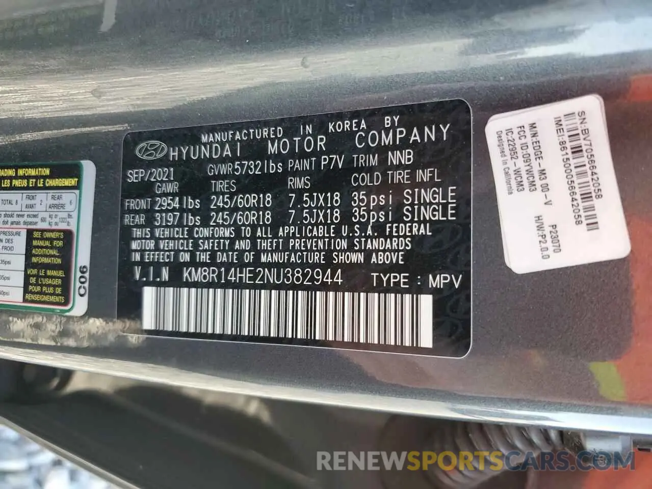 13 Photograph of a damaged car KM8R14HE2NU382944 HYUNDAI PALISADE 2022