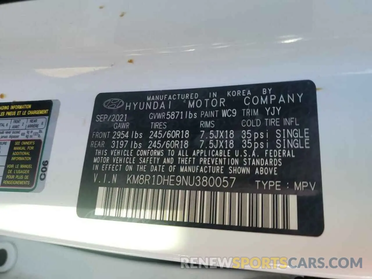 13 Photograph of a damaged car KM8R1DHE9NU380057 HYUNDAI PALISADE 2022