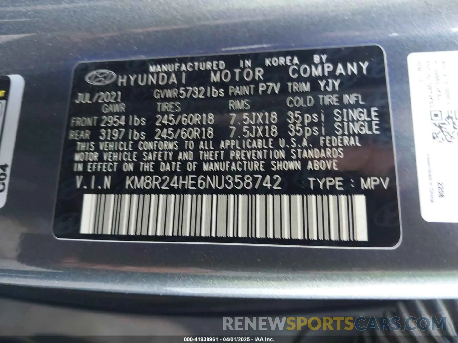 9 Photograph of a damaged car KM8R24HE6NU358742 HYUNDAI PALISADE 2022