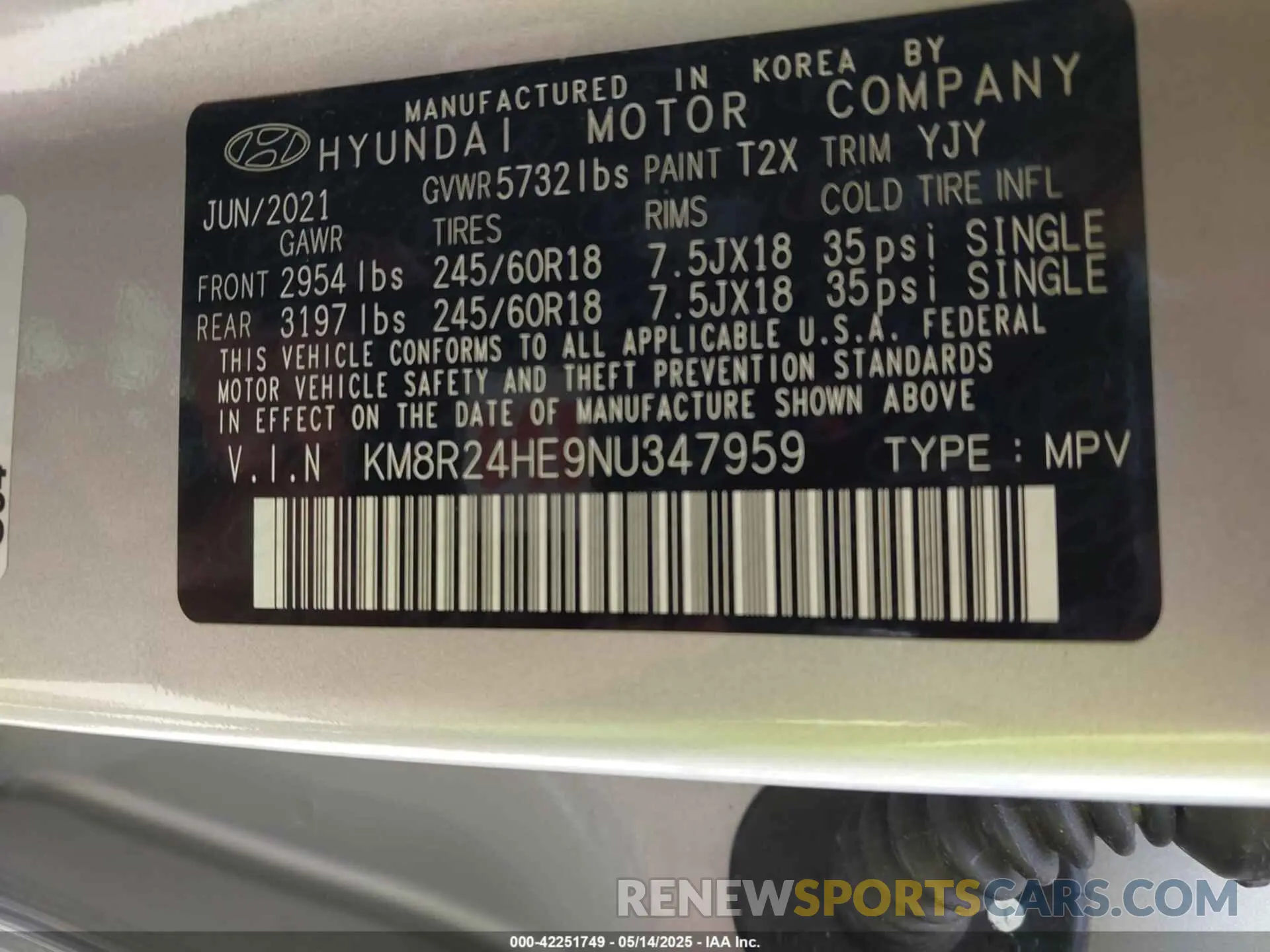 9 Photograph of a damaged car KM8R24HE9NU347959 HYUNDAI PALISADE 2022