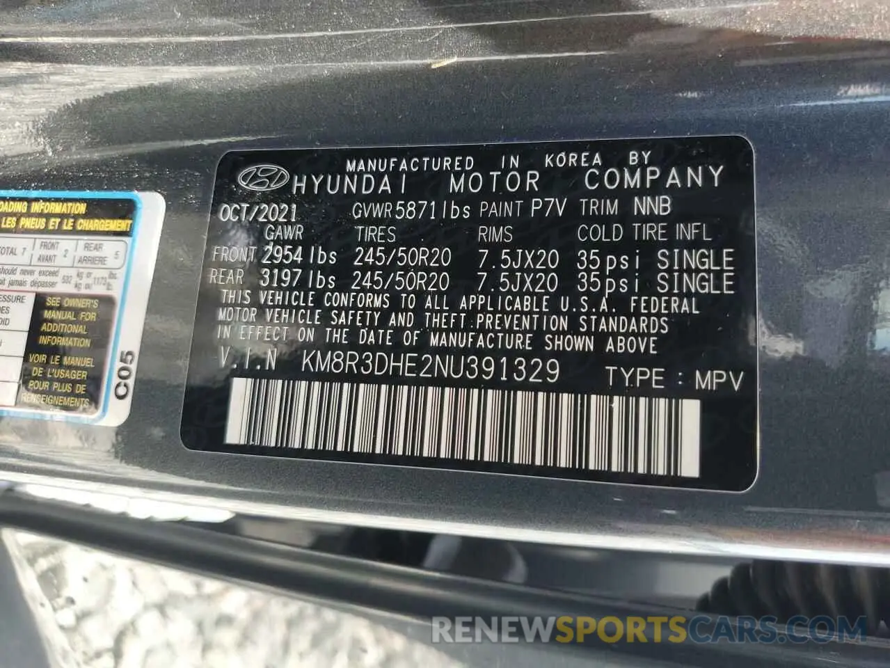 14 Photograph of a damaged car KM8R3DHE2NU391329 HYUNDAI PALISADE 2022