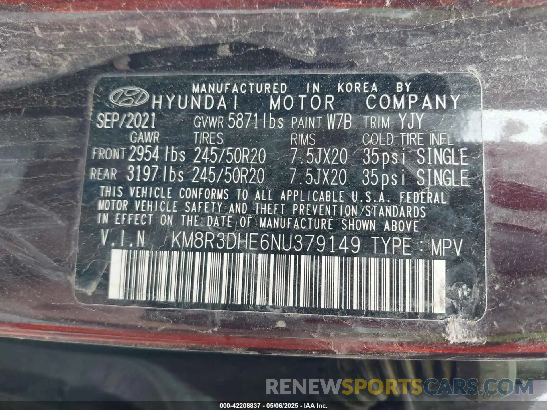 9 Photograph of a damaged car KM8R3DHE6NU379149 HYUNDAI PALISADE 2022