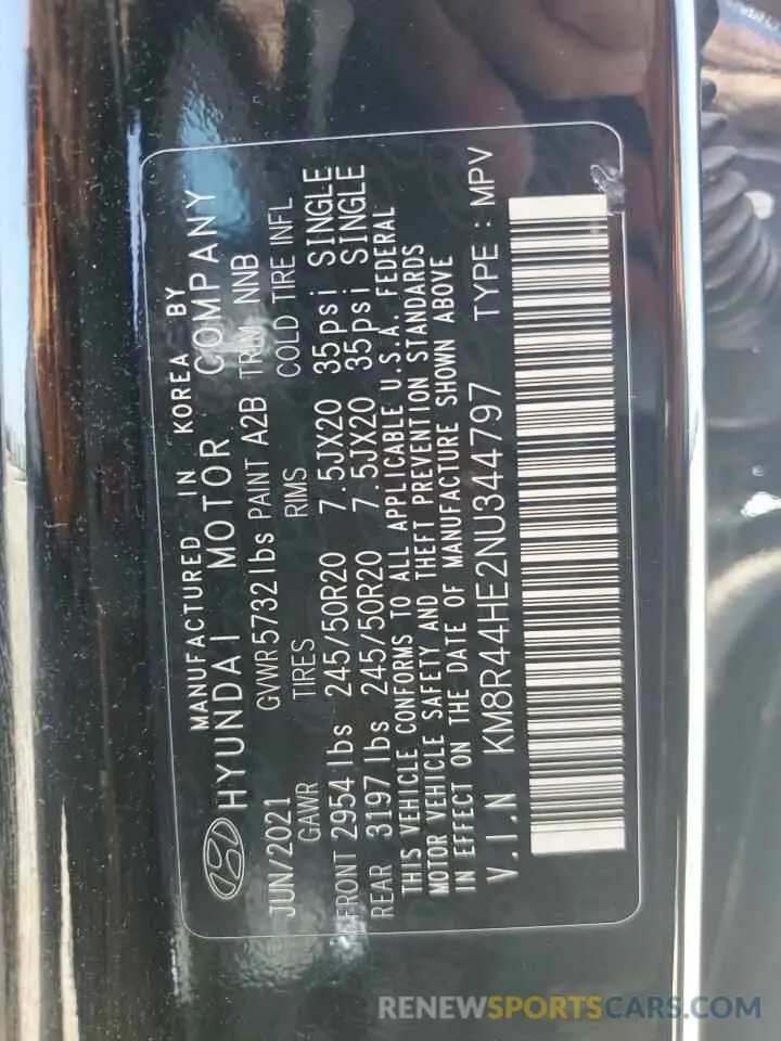 13 Photograph of a damaged car KM8R44HE2NU344797 HYUNDAI PALISADE 2022