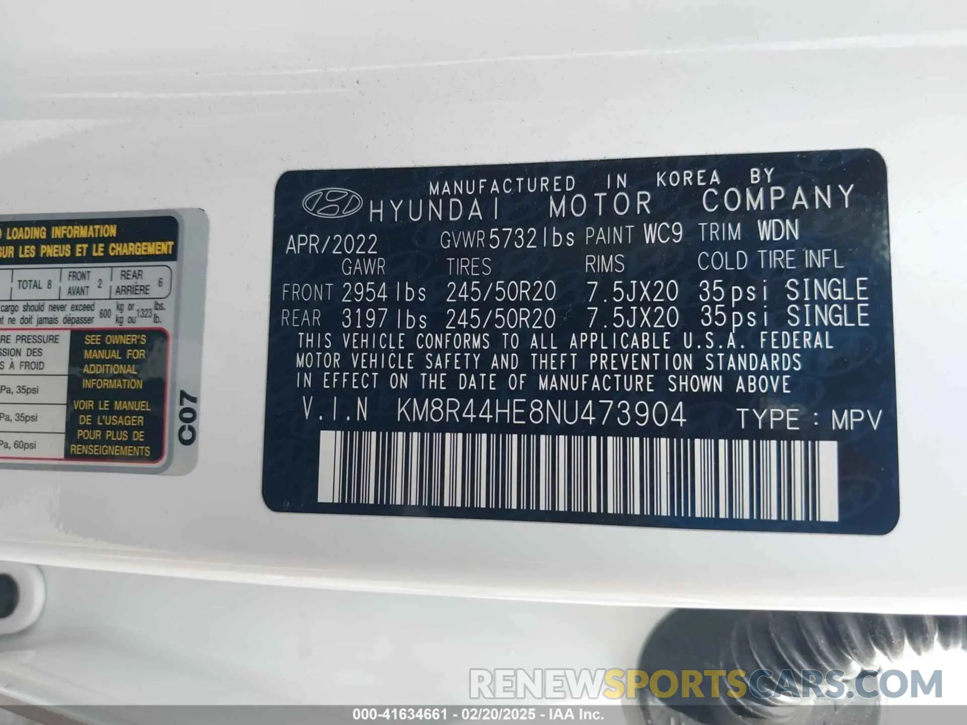 9 Photograph of a damaged car KM8R44HE8NU473904 HYUNDAI PALISADE 2022