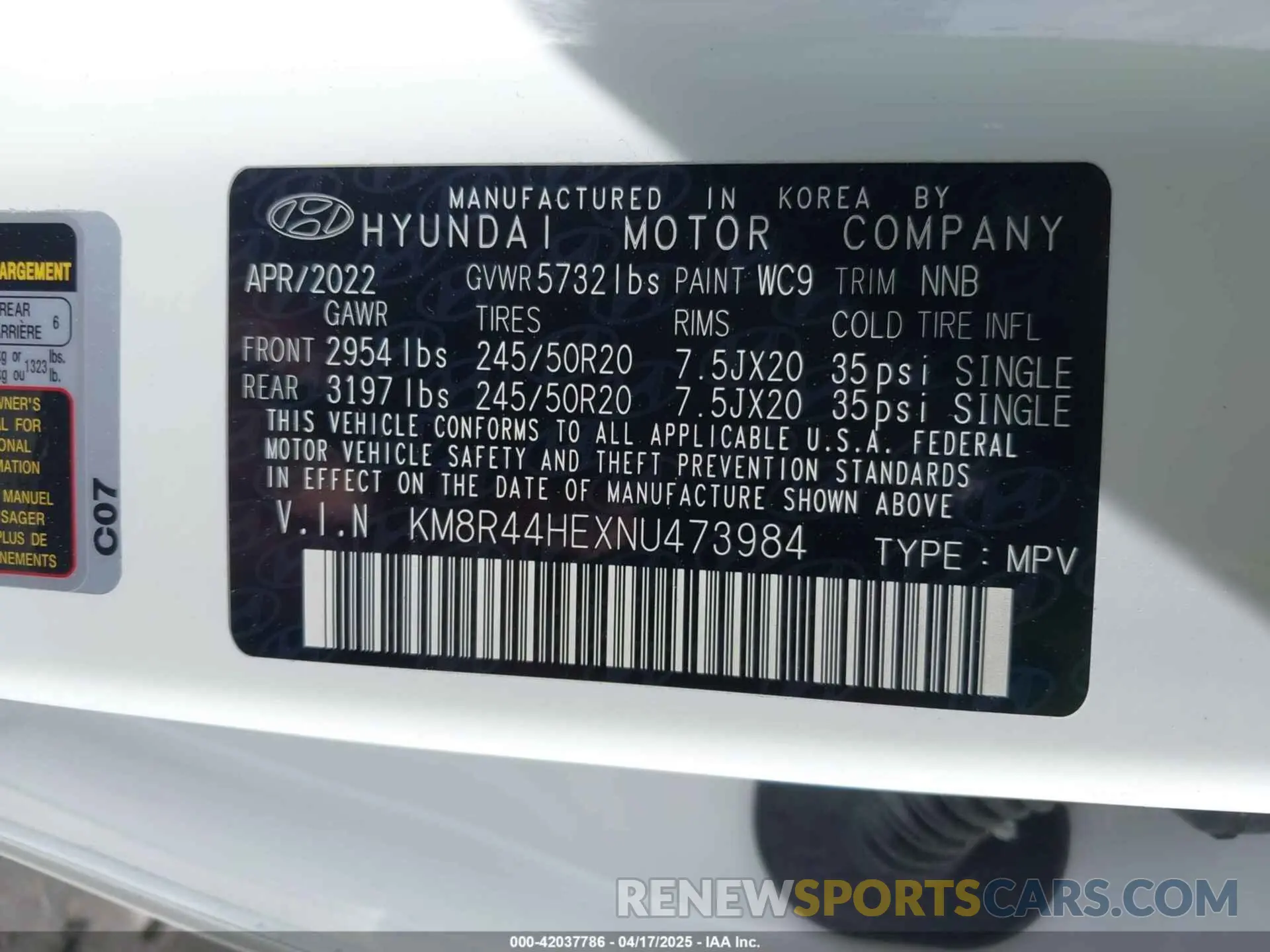 9 Photograph of a damaged car KM8R44HEXNU473984 HYUNDAI PALISADE 2022
