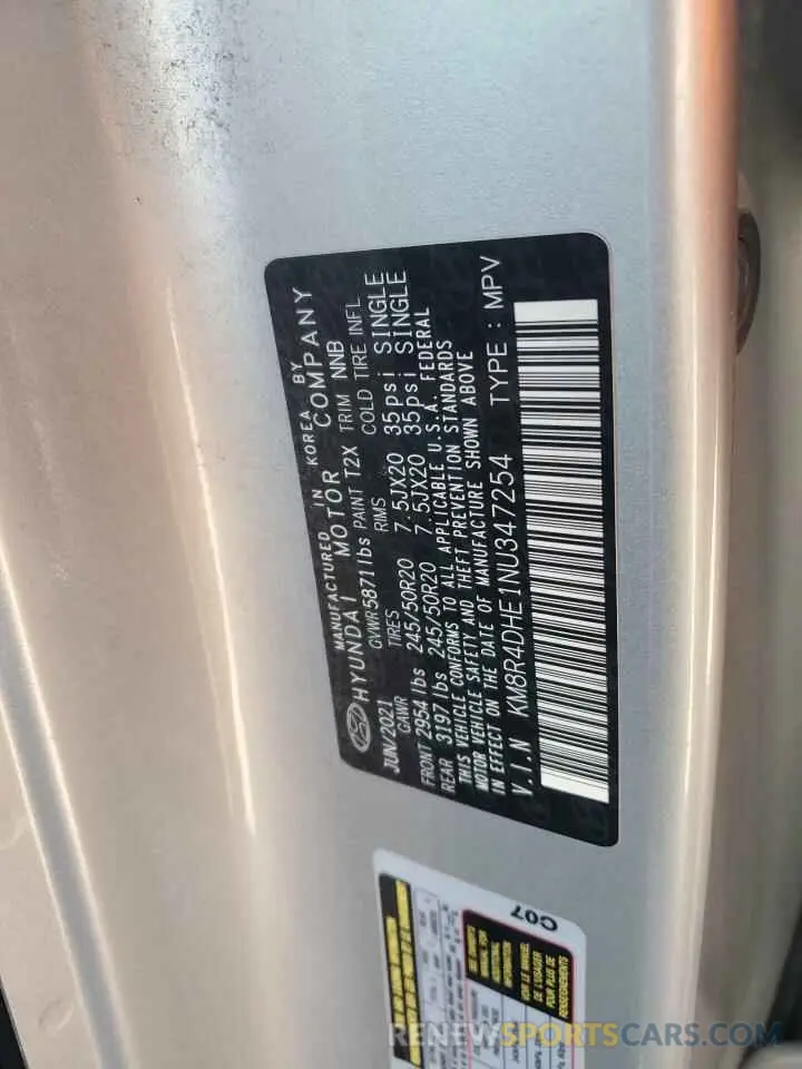 13 Photograph of a damaged car KM8R4DHE1NU347254 HYUNDAI PALISADE 2022