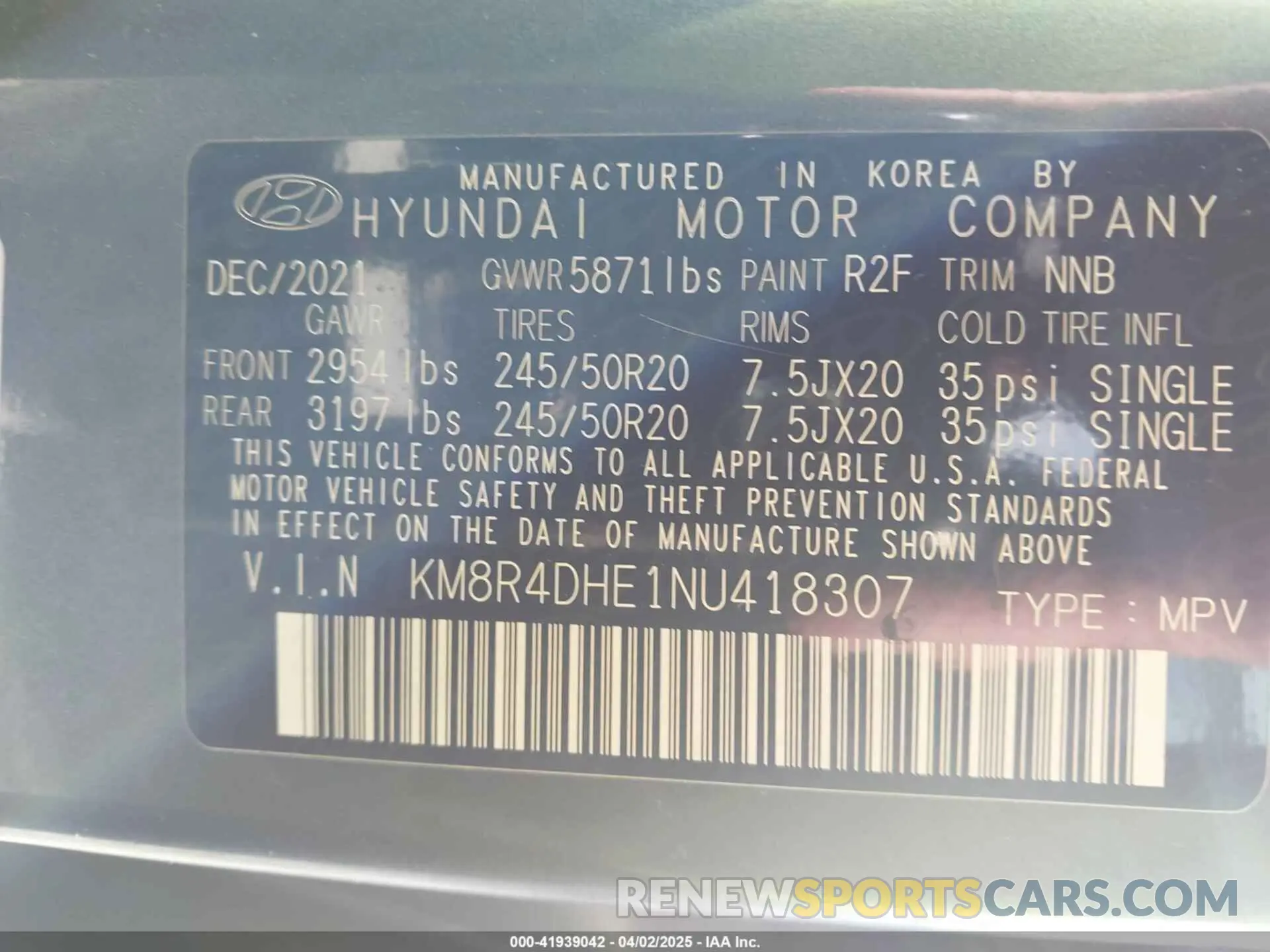 9 Photograph of a damaged car KM8R4DHE1NU418307 HYUNDAI PALISADE 2022