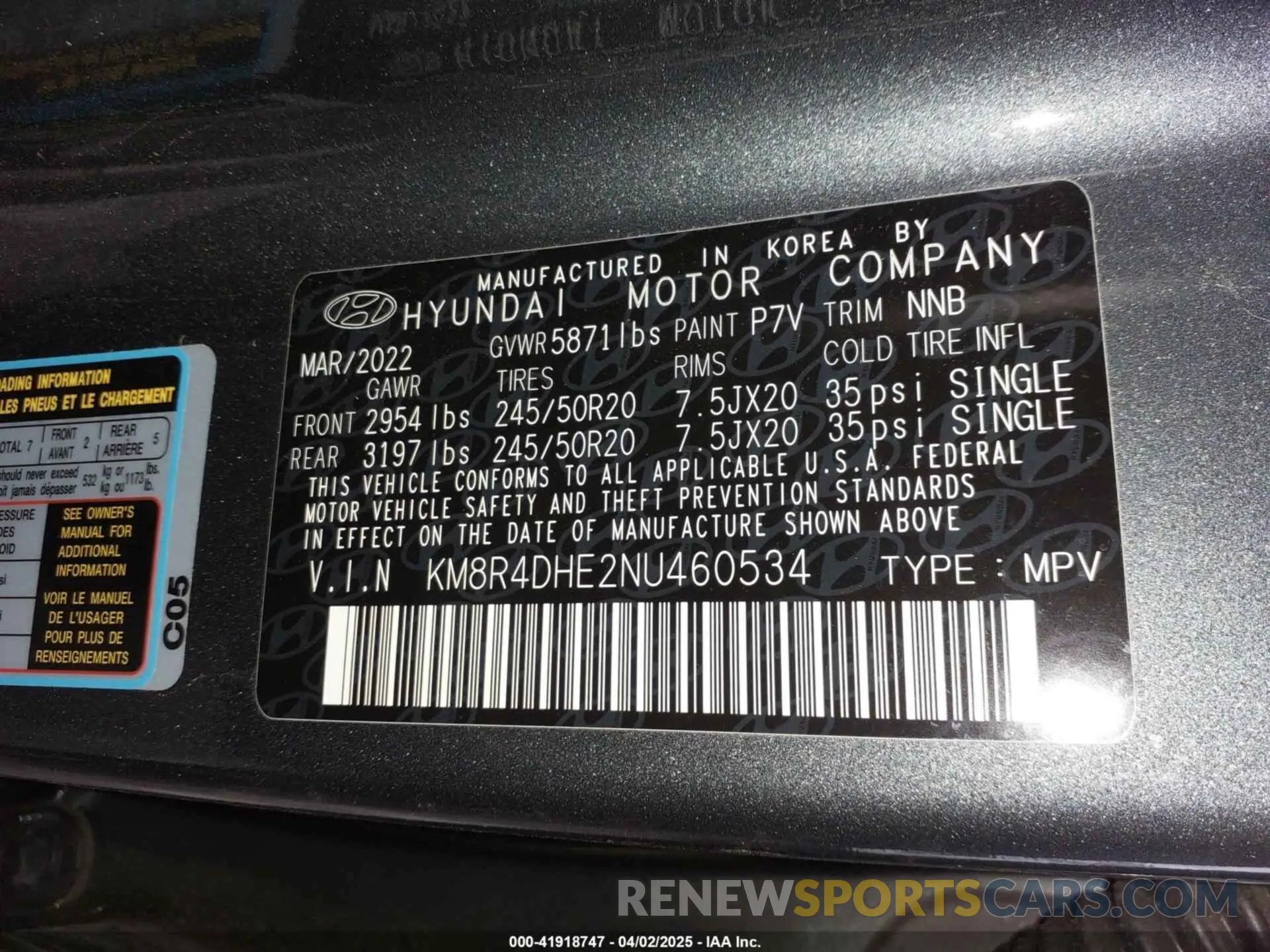 9 Photograph of a damaged car KM8R4DHE2NU460534 HYUNDAI PALISADE 2022