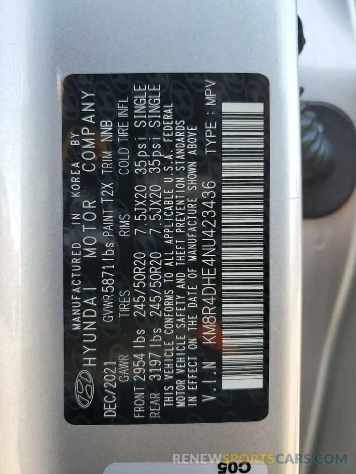 15 Photograph of a damaged car KM8R4DHE4NU423436 HYUNDAI PALISADE 2022
