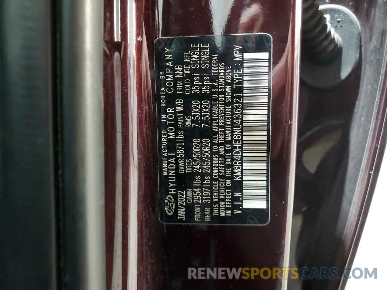13 Photograph of a damaged car KM8R4DHE8NU436321 HYUNDAI PALISADE 2022