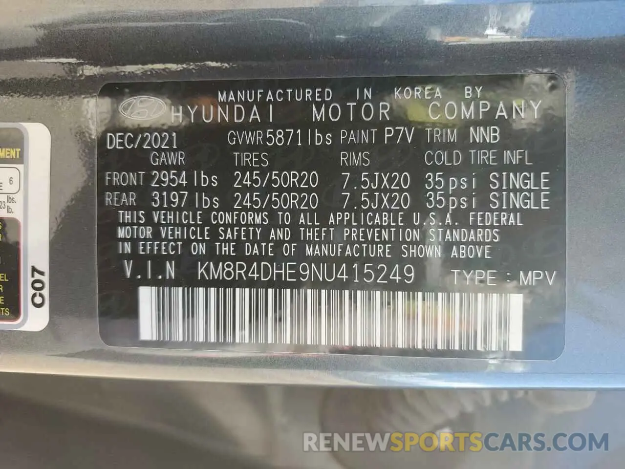 14 Photograph of a damaged car KM8R4DHE9NU415249 HYUNDAI PALISADE 2022