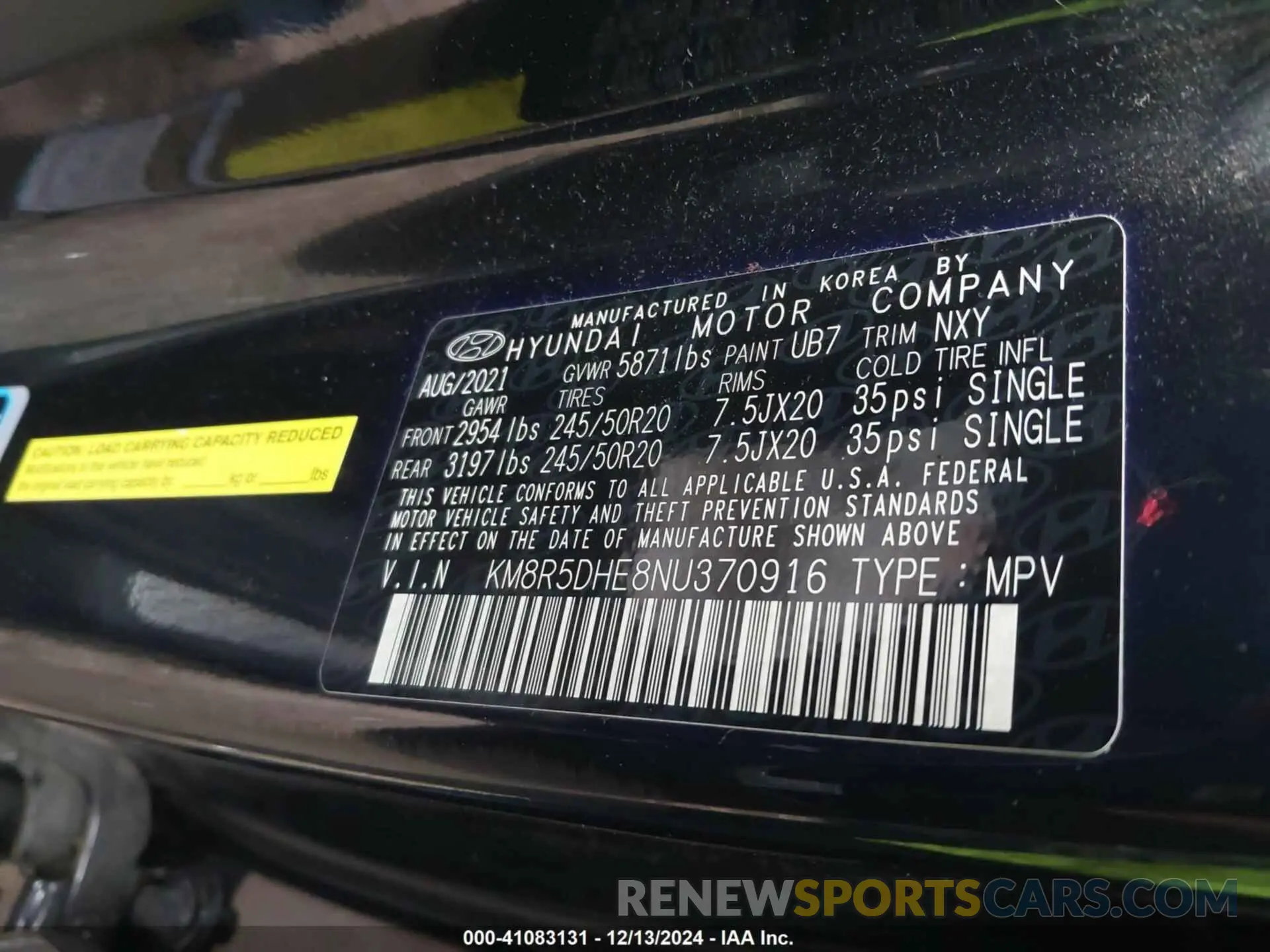 9 Photograph of a damaged car KM8R5DHE8NU370916 HYUNDAI PALISADE 2022