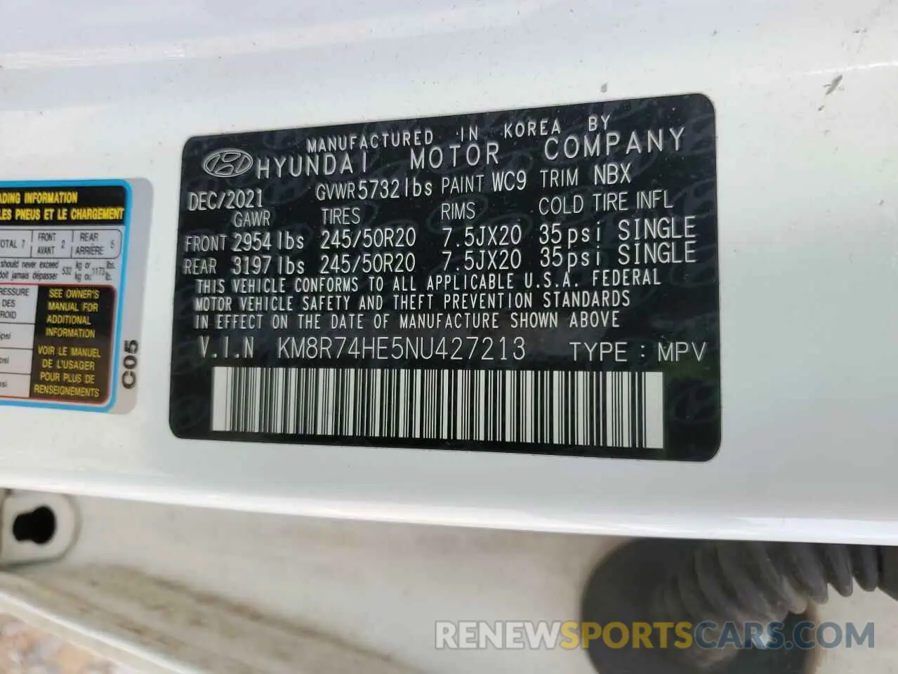 13 Photograph of a damaged car KM8R74HE5NU427213 HYUNDAI PALISADE 2022