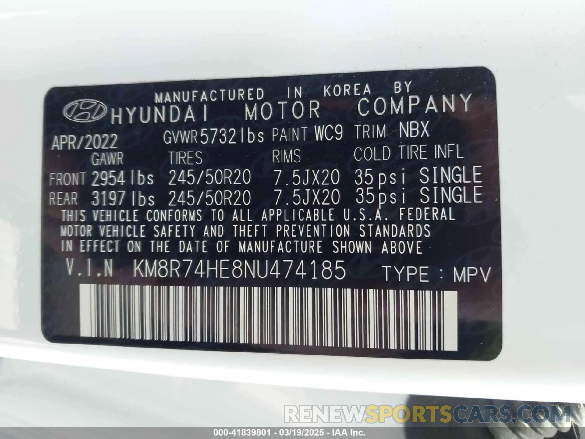 9 Photograph of a damaged car KM8R74HE8NU474185 HYUNDAI PALISADE 2022