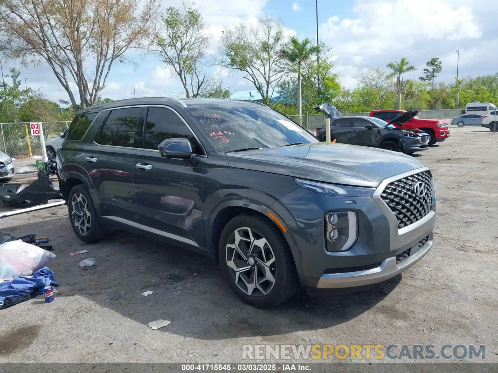 1 Photograph of a damaged car KM8R74HE9NU392837 HYUNDAI PALISADE 2022
